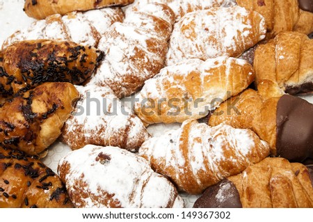 assortment of very good chocolate croissants and delicious