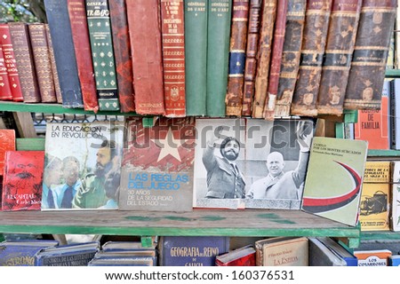 HAVANA, CUBA, MAY 6, 2006. Books for sale in the Arts and Crafts marketplace in Havana, on May 6, 2006.