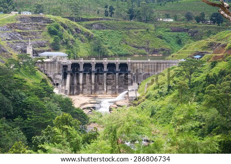 TALAWAKELLE, SRI LANKA - MAY 24 2015: Upper Kotmale hydro power project and the dam feeds the third largest hydroelectric power station at Talawakelle, Sri Lanka on 24th May, 2015