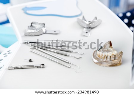 Different dental stuff in the dental office