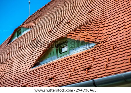 Beautyful old styled roof lights in Sibiu city in Romania