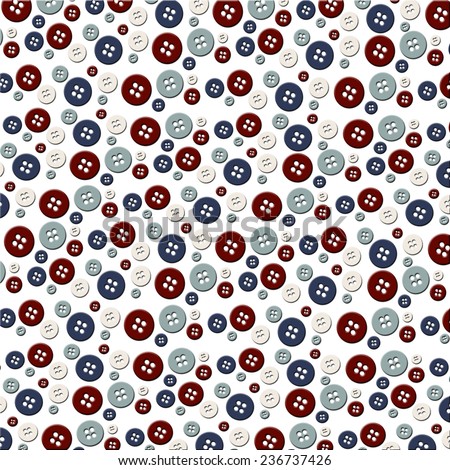 Patriotic Button print background in red, white, blue, green and cream