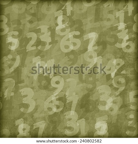 Grunge, Smudged Math Number Background in Green