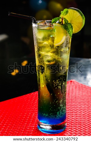 Energy cocktail topped with lime.