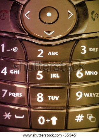 A close-up of a colorized mobile phone keypad.