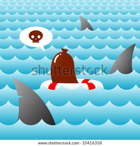 shark fin cartoon. stock vector : shark fins and