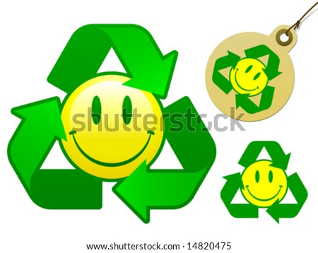 stock vector Recycling smiley face icon collection vector