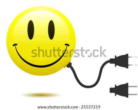 stock vector Smiley face with connector plug vector