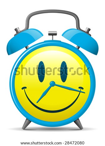 stock vector Classic alarm clock with smiley face vector