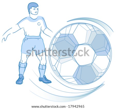 Soccer player silhouette with ball in white background, sport vector illustration