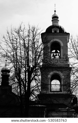 The monastery, black - white, autumn, beautiful, God is with us, the mystery
