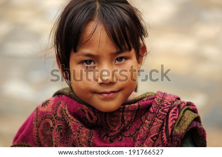 Bhaktapur, Nepal. Aug 22-2010  Nepalese girl