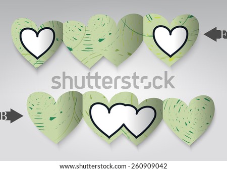 Template greeting card in the form of heart.