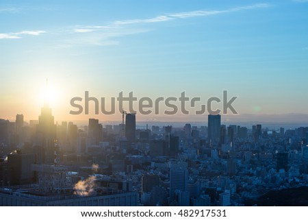 sunrise in the city view