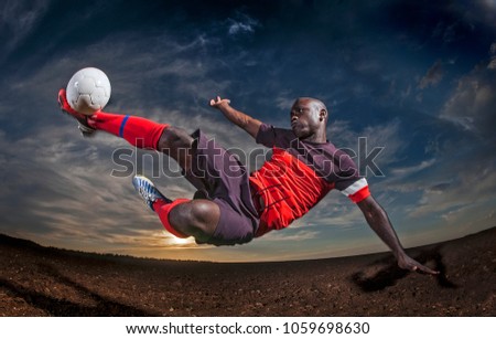 Soccer man in action with ball