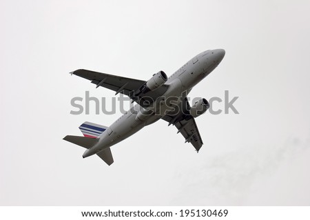 BORYSPIL, UKRAINE -Â?Â? MAY, 18, 2014: Air France Airbus A319 - F-GRHM in the air, Boryspil International Airport