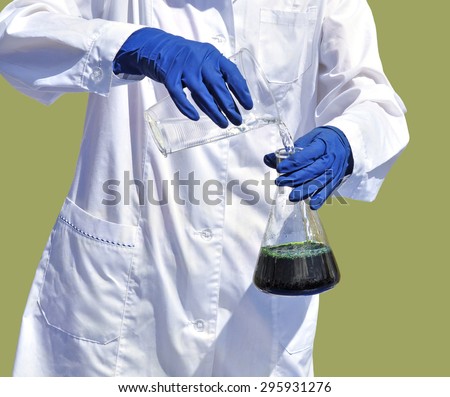 The technician mixes the two chemicals