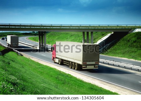 trucks on a road