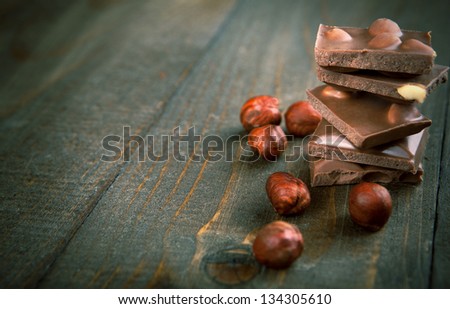 Chocolate With Hazelnuts - Copy Space