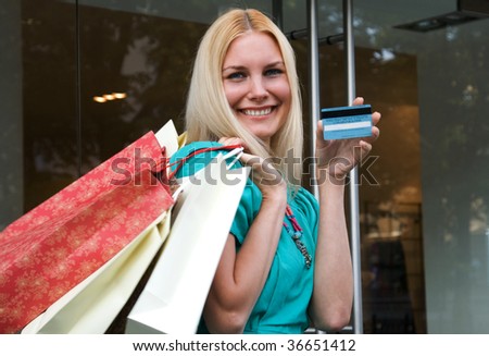 shopping girl with card