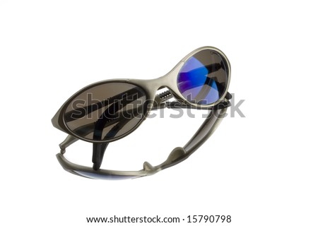sport sunglasses on mirror with  white background