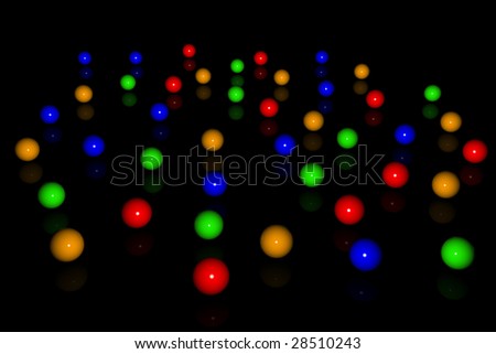 colourful balls, pool balls, lots of balls, loads of balls, reflective surface, shiny table, shiny colourful balls, black table, black background, balls reflection, flat surface,