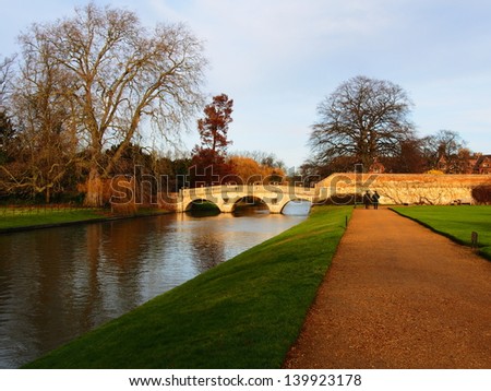 Bridge over Cambridge river, Cambridge University, UK.