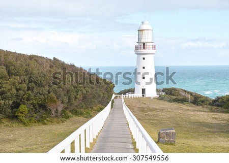 Cape Otway lighthouse,  White house founded in 1848, in great ocean road, Australia