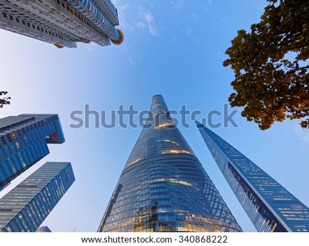 Shanghai, China - Nov. 3, 2015: Shanghai Tower is a megatall skyscraper in Lujiazui, Pudong, Shanghai.