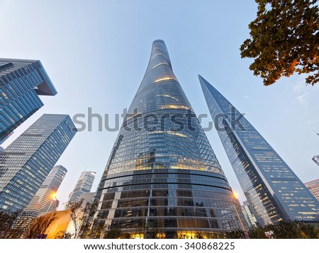 Shanghai, China - Nov. 3, 2015: Shanghai Tower is a megatall skyscraper in Lujiazui, Pudong, Shanghai.