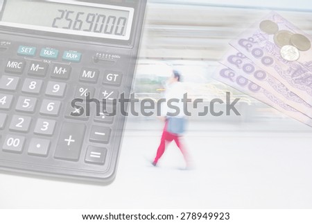 motion blur red pant office man with finance background