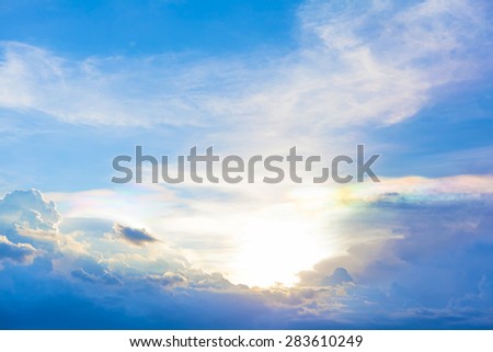 sun set with soft cloud with muticolor sun ray