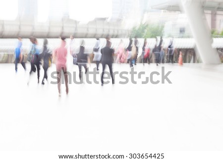 motion blur crowd walking to work
