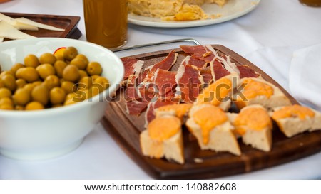 horizontal color image of spanish food selection