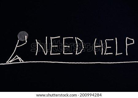 Desperate call for help, person needing help, unusual concept