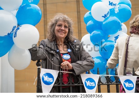 EDINBURGH, SCOTLAND, UK - September 18, 2014 - public expressing their opinion on independence during referendum day in Edinburgh