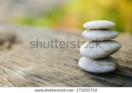 Stones on wooden floorThe soft lighting