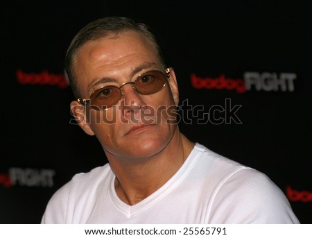 ST. PETERSBURG, RUSSIA, APRIL 13, 2007: Film star Jean Claude Van Damme visited St-Petersburg and met with a world champion on \