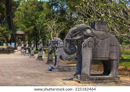 Elephant on the ground of royal tomb near Hue in Vietnam