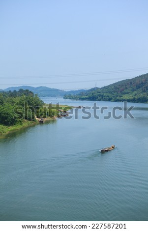 A boat at Perfume River (Song Huong) near Hue, Vietnam