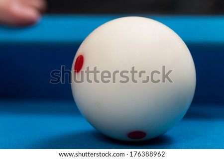 Close-Up Of A White Ball Waiting To Shoot - Person Playing Billiards Lined Up To Shoot Easy Winning Shot