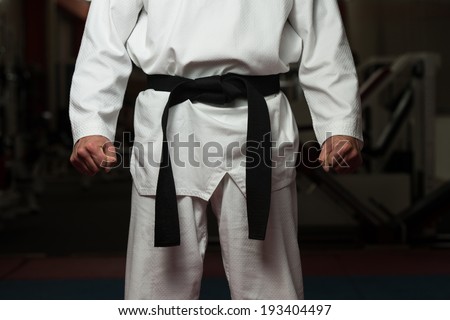 Man In A With Kimono And Belt For Martial Arts