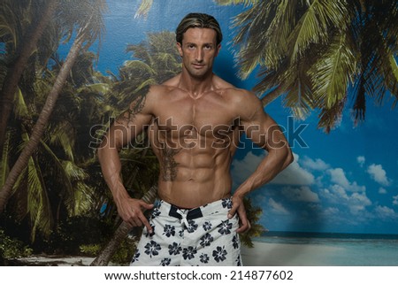 Handsome Muscular Men - Portrait Of A Physically Fit Muscular Middle Age Man Without A Shirt