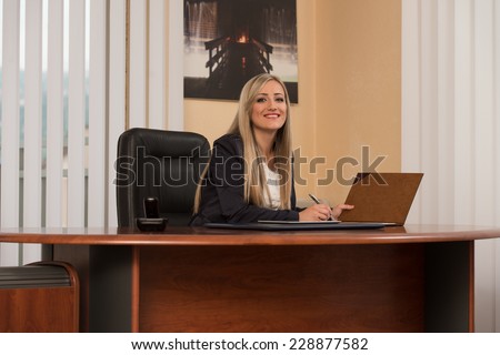 Businesswoman Writing A Letter - Notes Or Correspondence Or Signing A Document Or Agreement