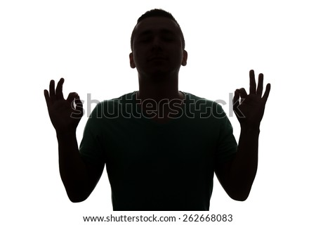 Typical Upper Body Man Silhouette Wearing A T-Shirt - Mysterious Face - Isolated On White Background