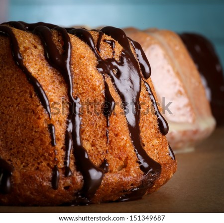Mini Pound Cakes - Hazelnut Cake With Chocolate Drizzle, Almond Lemon Drizzle, Chocolate Hazelnut