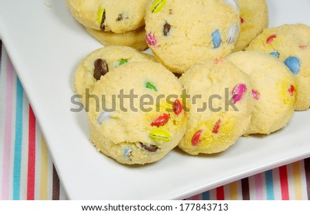 Rainbow chocolate cookies.