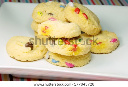 Rainbow chocolate cookies.