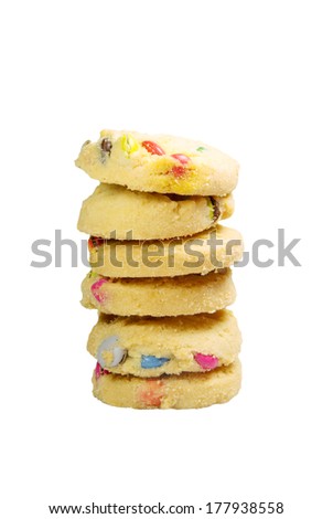 Rainbow chocolate cookies isolated with clipping path.