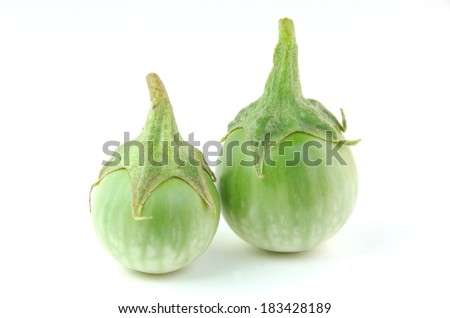 Green egg plant isolated on white background.